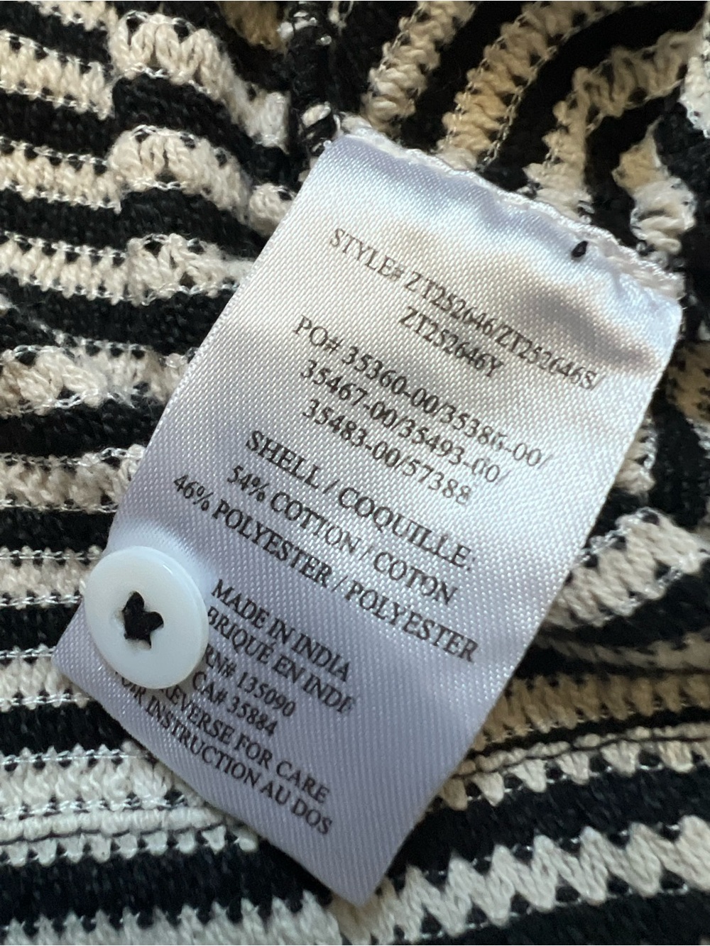 Z SUPPLY Monaco Crochet Button Up Black and Cream Striped Short-Sleeve Small - Picture 11 of 16